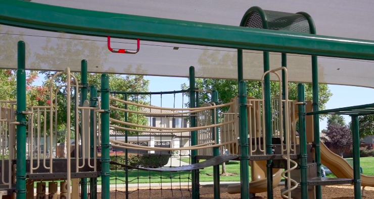Close up of zip-line on play structure