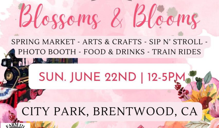 NORCAL MAKERS Blossoms & Blooms SUMMER MARKET - ARTS & CRAFTS - PHOTO BOOTH FOOD & DRINKS - TRAIN RIDES SUN. JUNE 22ND | 12-5PM CITY PARK, BRENTWOOD, CA