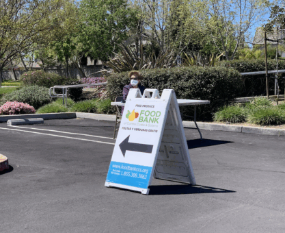 Food bank arrow direction sign