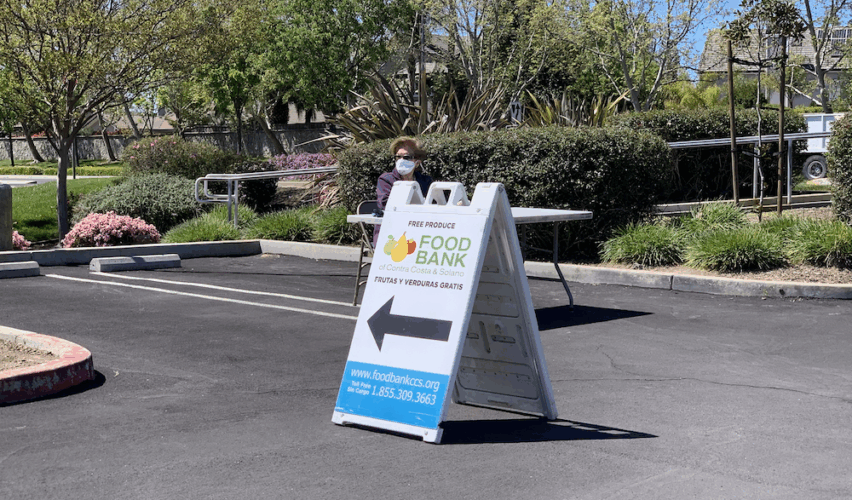 Food bank arrow direction sign