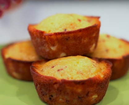 stacked corn muffin on plate