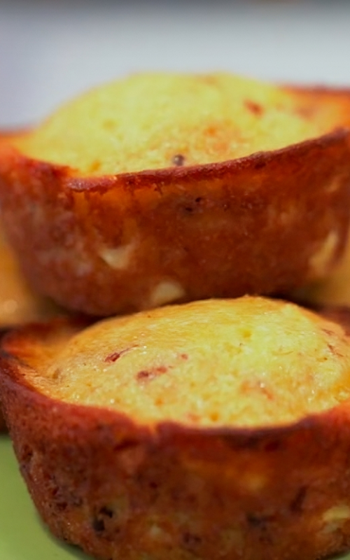stacked corn muffin on plate