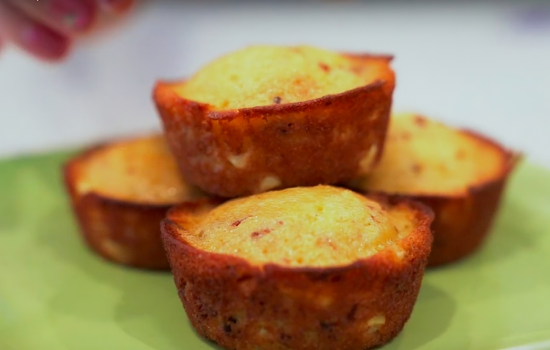 stacked corn muffin on plate