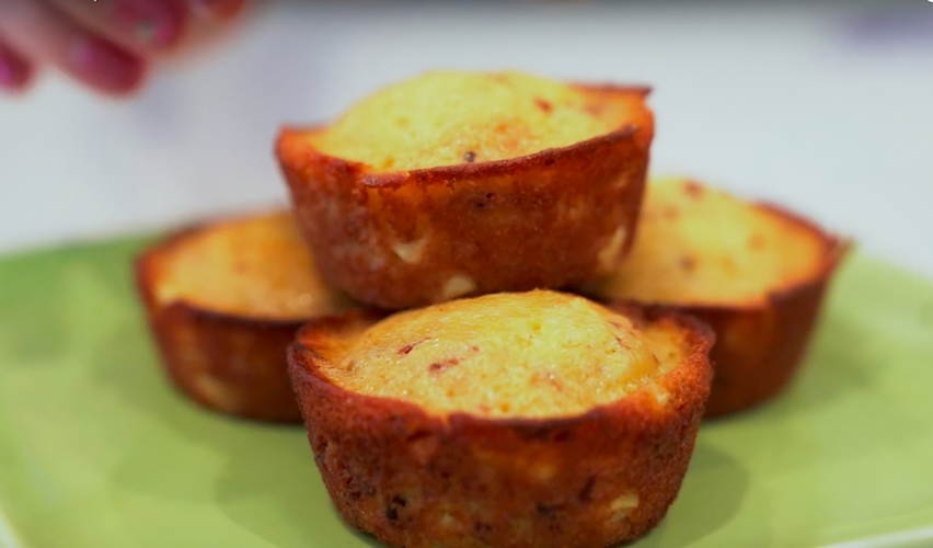 stacked corn muffin on plate
