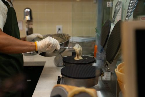 freshly made waffle cones in house