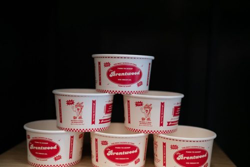 Brentwood Ice Cream Co stacked ice cream bowls/cups